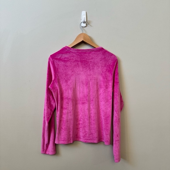 Juicy couture sleepwear velour soft pullover pink stuffed logo top - Picture 3 of 4